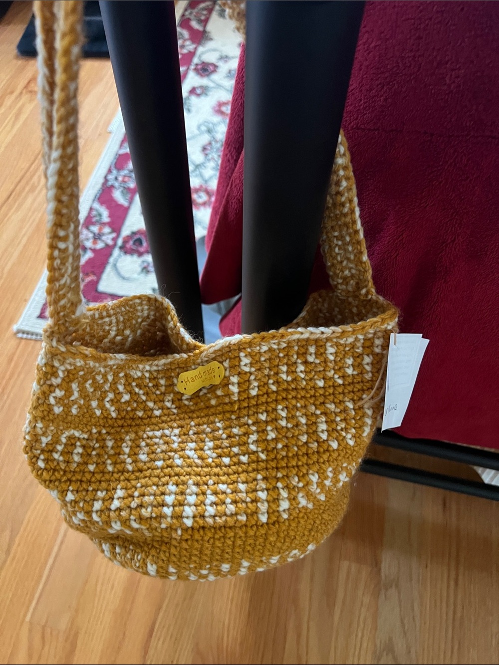 Handmade Mustard Crochet Shoulder Bag